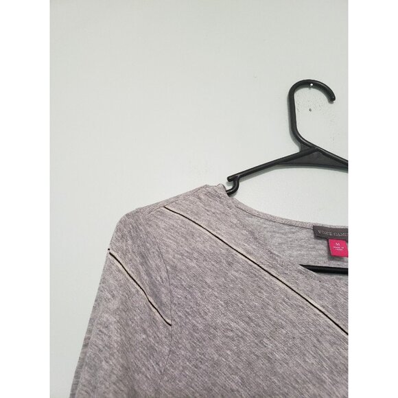 Vince Camuto Womens M T-shirt Top 3/4 Sleeve Gray Stripe Tunic Side Pleat NWT - Picture 4 of 7
